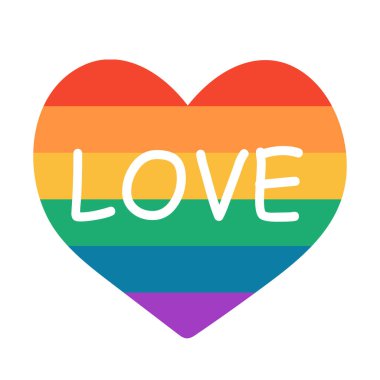 Gökkuşağı. LGBT gurur topluluğunun sembolü. Beyaz arkaplanda izole edilmiş LGBT alıntı aşkı.