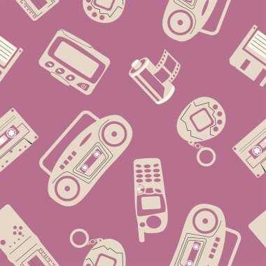 Modern tarz düz çizgi stilinde klasik 80 'ler-90' lar elementleri. Moda desensiz. El çizimi vektör çizimi..