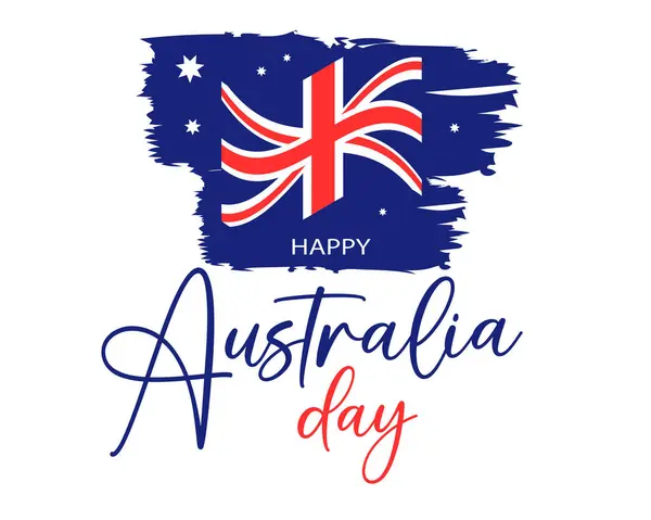 Днем Австралии Флагом Белом Фоне Типографика Дня Австралии Поздравительной Открытки — стоковый вектор