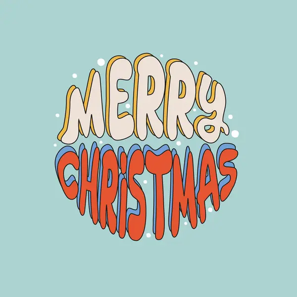 Colored Christmas Groovy Lettering Hand Drawn Slogan Merry Christmas Typographic — Stock Vector