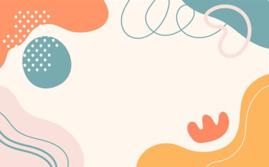 Metin için kopyalama alanı olan pankart şablonları. Soyut çizgiler, organik şekiller ve dokulara sahip minimalist soyut arkaplan. Pankart için vektör arkaplan ve poster