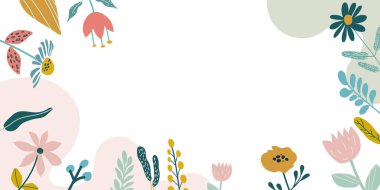 Garden floral plants.  flowers in doodle style on a white background. Flat vector illustration.