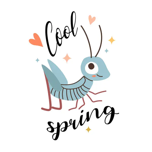 Cool Spring Quote Hand Drawn Doodle Style Vector Illustration Cute — Stock Vector