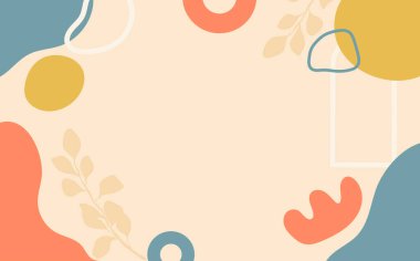  Farklı şekillerde yaprakları olan soyut arkaplan, vektör illüstrasyonu 