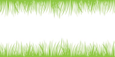 Metin için yeri olan yeşil yay arkaplanı. Çimen sınırı, vektör çizimi.