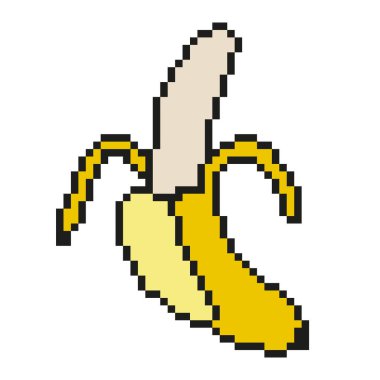 piksel sanat tarzı karikatür vektör sanat çizimi. bir muzun piksel sanatı.