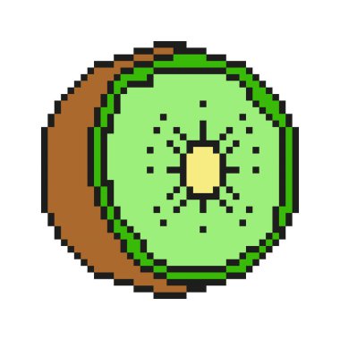 vektör pikseli kivi meyveli izole çizgi film