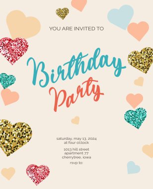 Mutlu doğum günü davetiyesi kart tasarımı