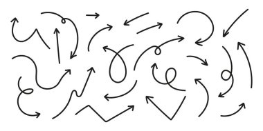 el çizilmiş ok simgelerinin vektör kümesi.