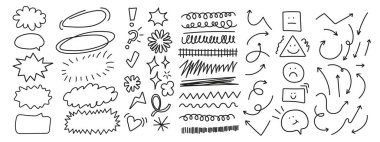 karalama el çizimi elementler kümesi.