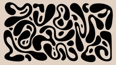 Dalgalı kabarcıklar ve y2k tarzında düşüşler. Soyut moda tarzı. Sıvı organik damlalar. Tüm elementler izole edildi. Tasarım, baskı şablonları. El çizimi modern Vektör illüstrasyonu.