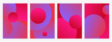 Eşsiz gradyan poster arkaplan vektörü seti. Minimalist stil kaplama şablonu canlı perspektifli 3d geometrik prizma koleksiyonu şekillendirir. Sosyal medya, afiş, broşür, kapak tasarımı.