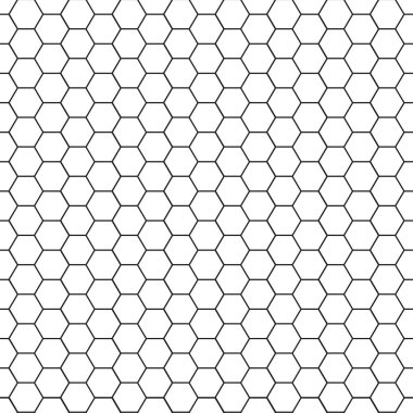 Bal peteği altıgen dikişsiz desen. Bal peteği, arılar kovan hücreleri deseni. Şebeke tasarımı, vektör arkaplanı. Düz vektör illüstrasyonu.