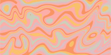 Renkli pastel dalgalarla soyut yatay arkaplan. 60 'lar ve 70' ler tarzından esinlenilmiş trend vektör illüstrasyonu.