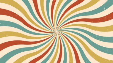 Renkli retro patlama web illüstrasyonu. Sıkıntılı bir geçmişe sahip soyut vintage ışınları.