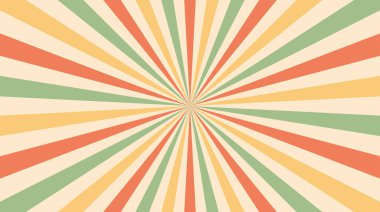 Renkli retro patlama web illüstrasyonu. Sıkıntılı bir geçmişe sahip soyut vintage ışınları.