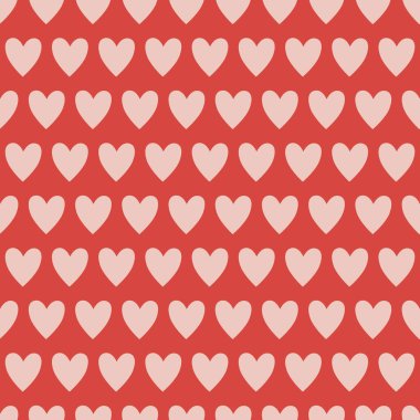 Kırmızı arkaplanda açık kalp deseni var..