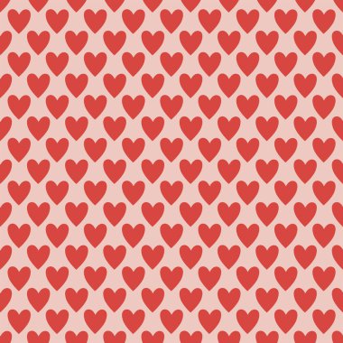 Işık arkaplanındaki kırmızı kalpler kusursuz desen.