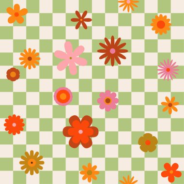 Çiçeksiz ekoseli arka plan, web illüstrasyonu