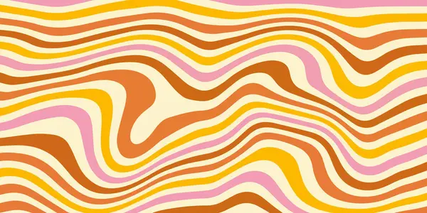 Renkli pastel dalgalarla soyut yatay arkaplan. 60 'lar ve 70' ler tarzından esinlenilmiş trend vektör illüstrasyonu.