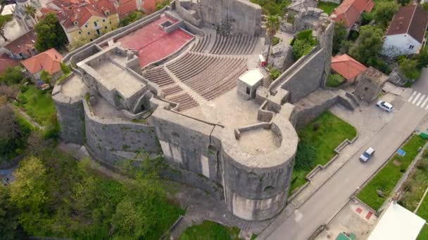 Aerial Video Kanli Kula Fortress Bloody Tower Center Herceg Novi — Stock Video
