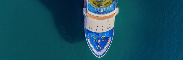 Banner Long Format Luxury Passenger Liner Bay Kotor Travel Returning — Stock Photo, Image