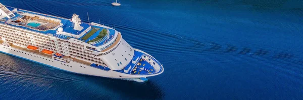 Banner Long Format Luxus Passagierschiff Der Bucht Von Kotor Mit — Stockfoto
