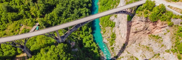Montenegro Ponte Dzhurdzhevich Sobre Rio Tara Banner Longo Formato — Fotografia de Stock