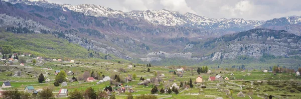 Mignon Village Confortable Dans Les Montagnes Monténégro Banner Format Long — Photo