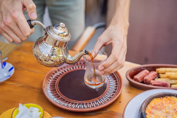 stock image Teapot with tea. Turkish tea concept. Travel in Turkey. Go Everywhere.