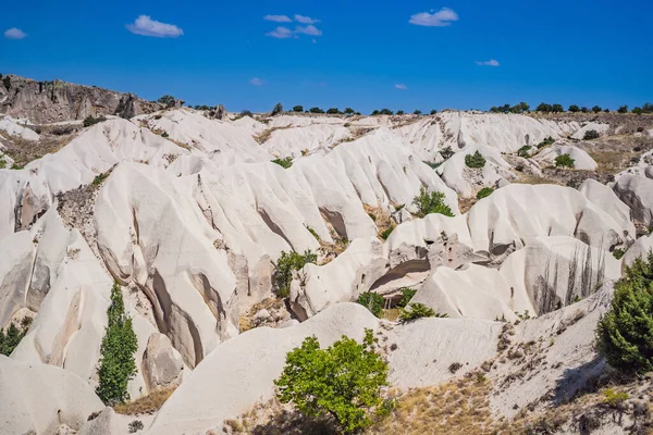 Bella Vista Mozzafiato Sulle Montagne Della Cappadocia Case Grotta Turchia — Foto Stock