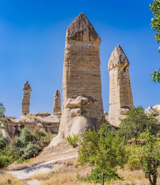 Einzigartige Geologische Formationen Love Valley Kappadokien Beliebtes Reiseziel Der Türkei — Stockfoto