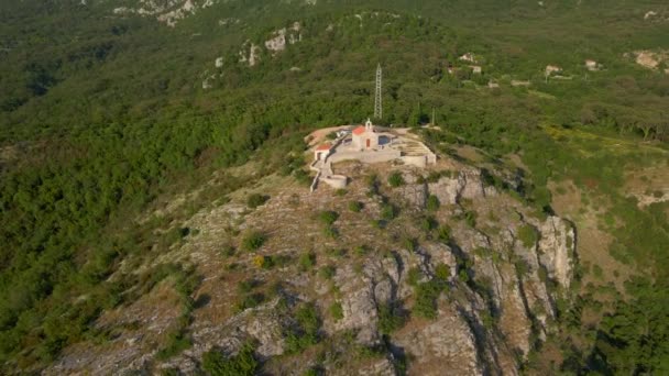 Aerial Slowmotion Video Saint Sava Church Which Located Sveti Stefan — Stock Video