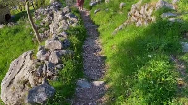 Hiking Mountains City Kotor Travel Montenegro Concept Slowmotion Video — Wideo stockowe