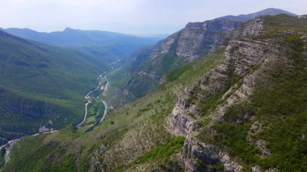 Aerial Video Cijevna River Canyon Way Grlo Sokolovo Famous Canyon — Stockvideo