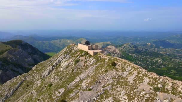 Stock Video Showcases Breathtaking Aerial Footage Njegos Mausoleum Located Top — Stockvideo