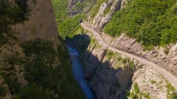 Aerial Video Stunning Moracha River Canyon Montenegro Soar Magnificent Natural — Stock Video
