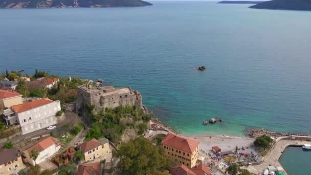 Luftaufnahme Der Festung Forte Mare Zentrum Von Herceg Novi Einer — Stockvideo