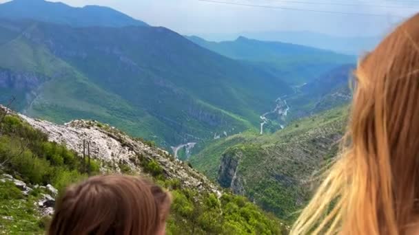 Young Woman Her Son Observe Beautiful Canyon Cijevna River Way — Stock video