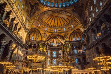 Ayasofya iç mimarisi İstanbul, Türkiye, Bizans mimarisi, kent simgesi ve mimari dünya harikası Ayasofya Sofya. Türkiye.