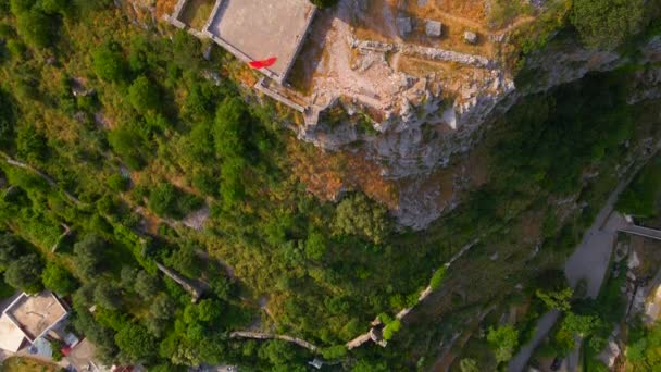 Дрон Захоплює Загадковий Вид Руїни Старі Бар Демонструючи Залишки Кам — стокове відео