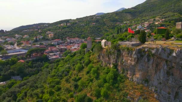 Dron Rejestruje Hipnotyzujący Widok Ruiny Stari Bar Pokazując Szczątki Kamiennych — Wideo stockowe