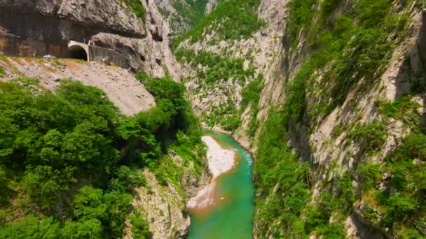 Aerial Video Stunning Moracha River Canyon Montenegro Soar Magnificent Natural — Stok video