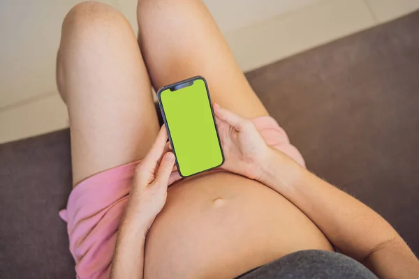 Terhességi Mockup Alkalmazás Mobil Terhesség Online Anyaság Alkalmazás Terhes Anya — Stock Fotó