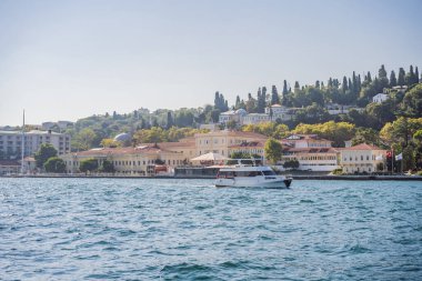 İstanbul Boğazı 'nın panorama fotoğrafı. Türkiye.