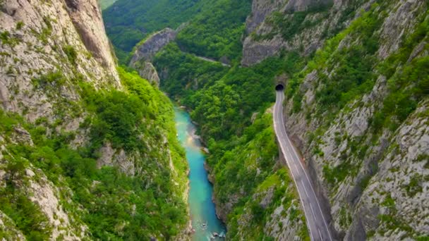Aerial Video Stunning Moracha River Canyon Montenegro Soar Magnificent Natural — Vídeo de Stock
