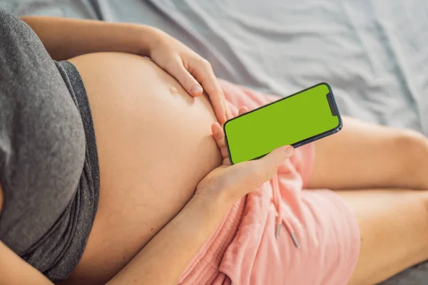 Приложение Макета Беременности Мобильная Беременность Онлайн Заявка Рождение Беременная Мать — стоковое фото