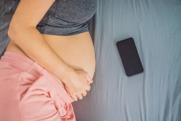 Aplicación Maqueta Embarazo Embarazo Móvil Aplicación Maternidad Línea Madre Embarazada — Foto de Stock