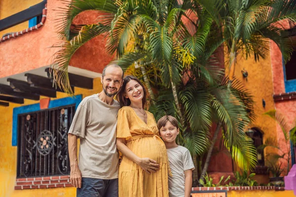 Loving Couple 40S Teenage Son Cherishing Miracle Childbirth Mexico Embracing — Stock Photo, Image