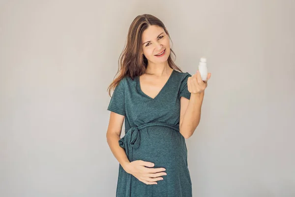 Confident Radiant Pregnant Woman Showcasing Debate Pregnancy Deodorant Good Bad Stock Picture